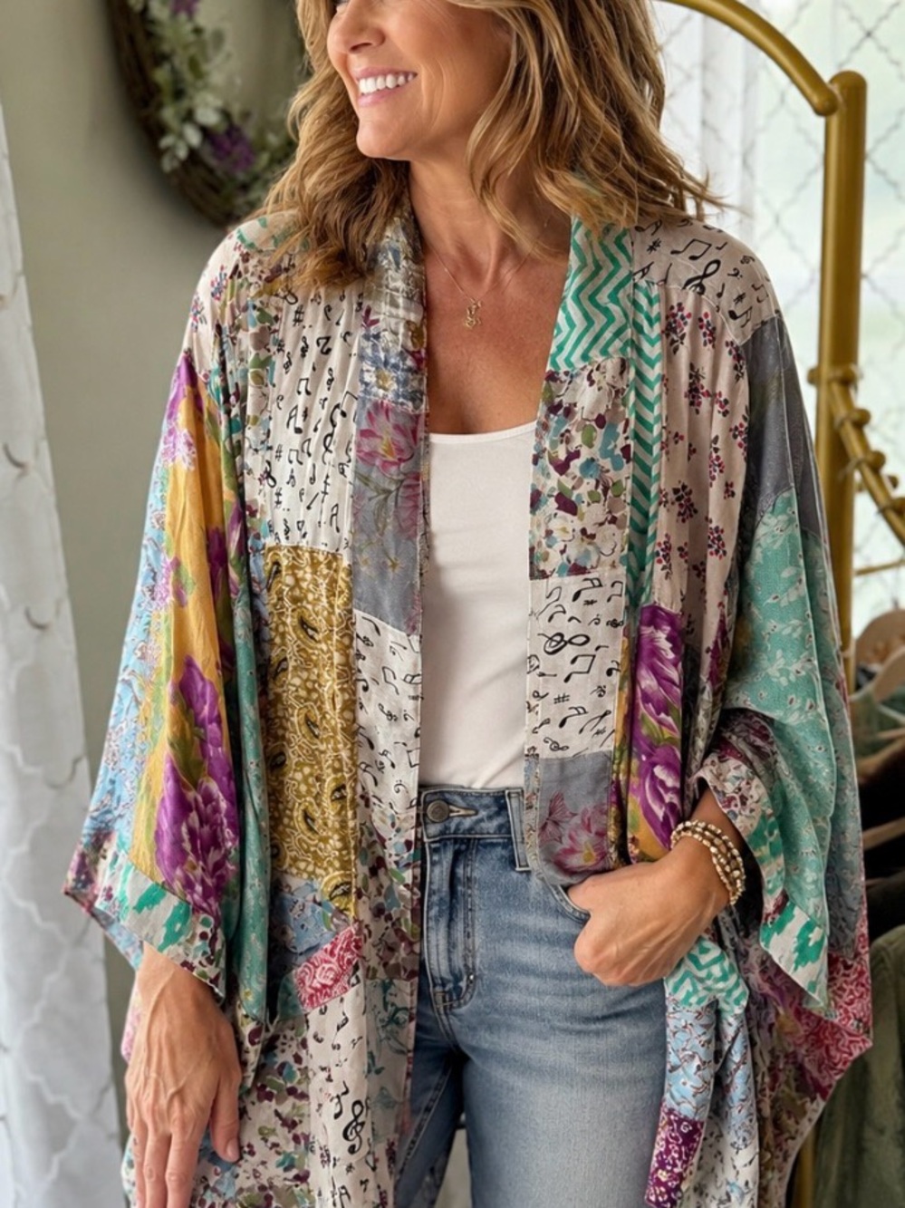 Young Threads M-XL longer cardi kimono NWT fall colors